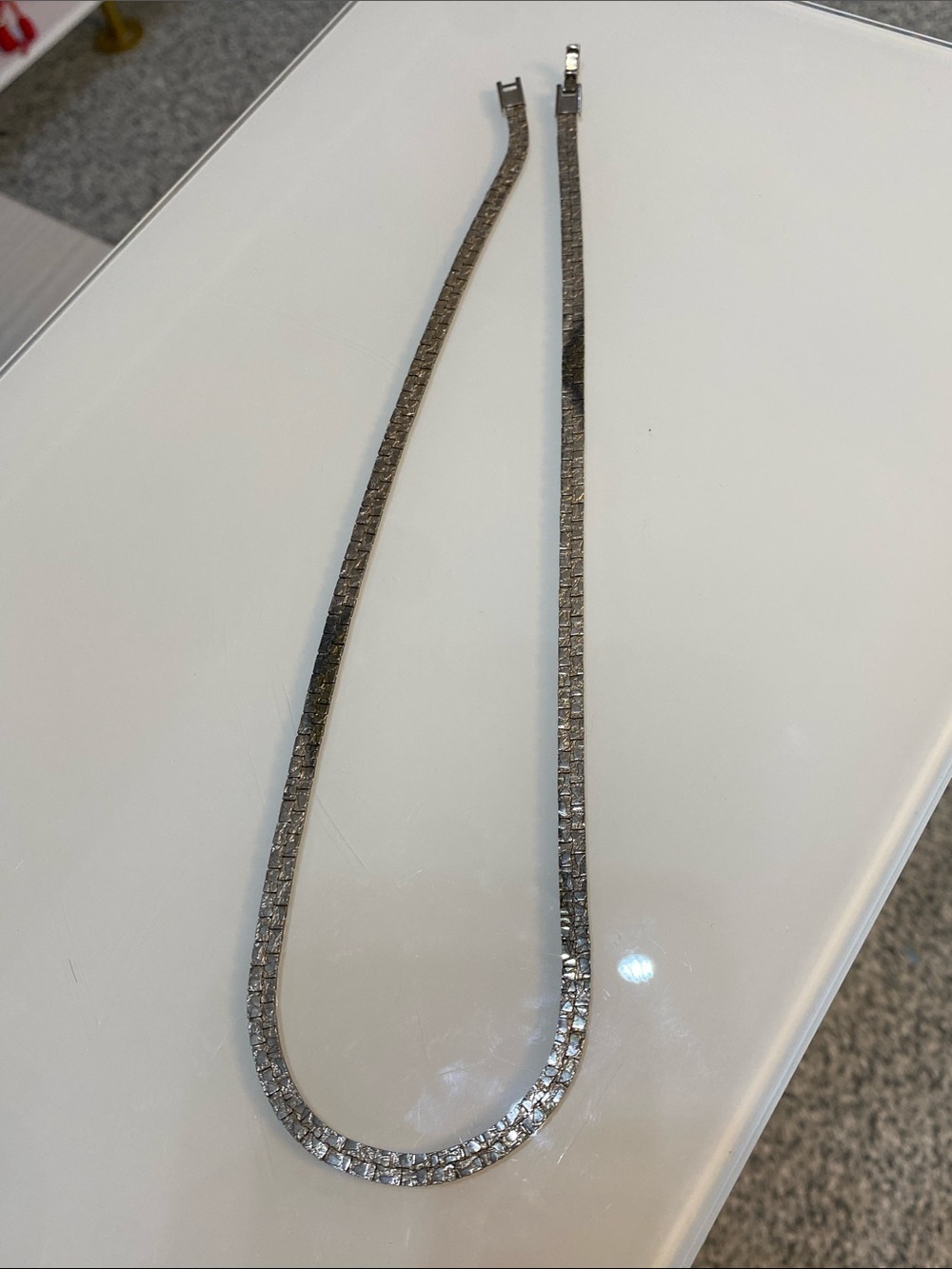 Silver tone chain necklace